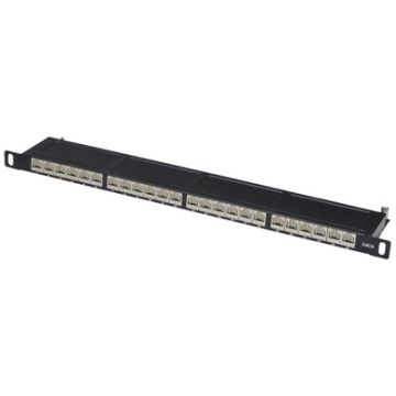 DIGITUS 19" Patch Panel Kat.6, Klasse E, 24 Port, schwarz
