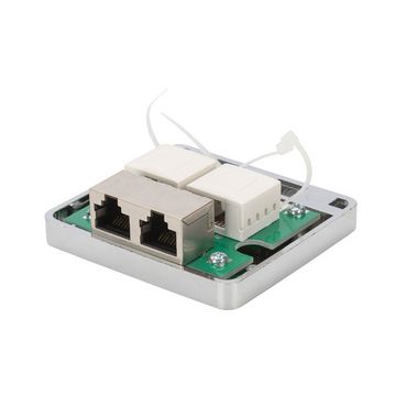 DIGITUS Boîtier en saillie Cat.6A, 2 x RJ45, blindé, argent