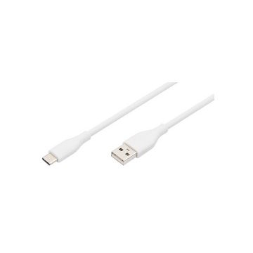 DIGITUS Câble USB 2.0 silicone, USB-C - USB-A, 1,0 m, blanc