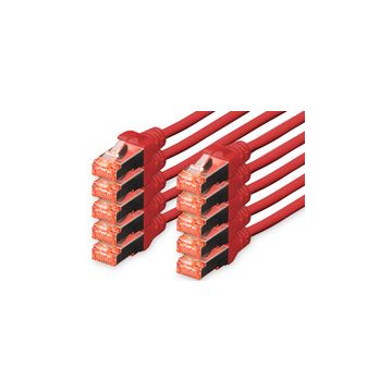 DIGITUS Câble de brassage Cat.6, S/FTP, 5,0 m, par 10, noir