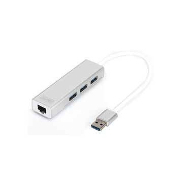 DIGITUS Hub USB 3.0 & adaptateur LAN Gigabit, 3 ports DIGITUS Hub USB 3.0 & adaptateur LAN Gigabit, 3 ports
