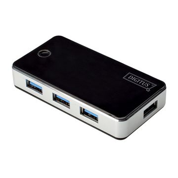 DIGITUS Hub USB 3.0, 4 ports, bloc d'alimentation incl, noir