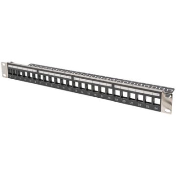 DIGITUS Panneau de brassage Keystone 19", 24 ports, 1 U,noir
