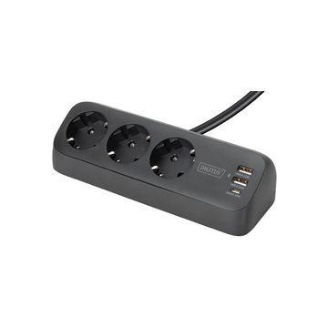 DIGITUS Steckdosenleiste, 3-fach + 3x USB, schwarz