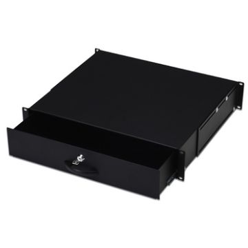 DIGITUS Tiroir à documents 19", 2 U, (RAL 9005), noir