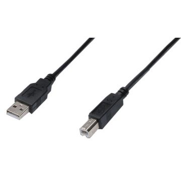 DIGITUS USB 2.0 Kabel, USB-A - USB-B Stecker, 3,0 m, schwarz