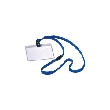 DURABLE Badge, avec lacet textile, 90 x 60 mm, bleu foncé