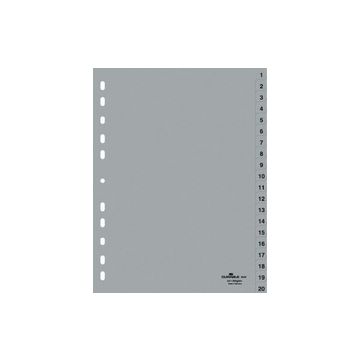DURABLE Intercalaires en plastique, chiffres, A4, 20 touches DURABLE Intercalaires en plastique, chiffres, A4, 20 touches