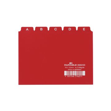 DURABLE Karteiregister A - Z, PP, A6 quer, rot, 25-teilig