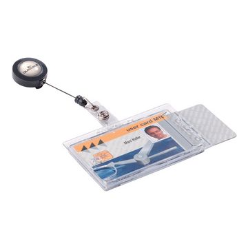 DURABLE Porte-badge double avec enrouleur, transparent