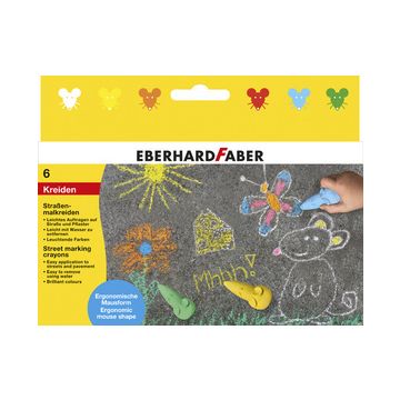 EBERHARD FABER Craie de trottoir Souris, étui en carton de 6