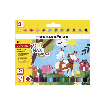EBERHARD FABER Crayon de couleur 3 en 1 Jumbo MINI MAXI
