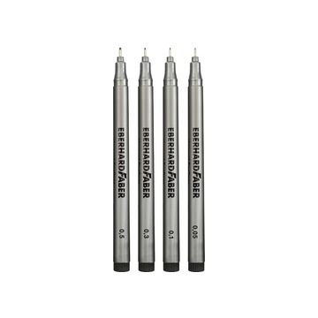 EBERHARD FABER Pigmentliner, schwarz, 4er Etui