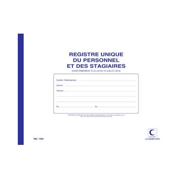 ELVE Registre unique du personnel & des stagiaires, 52 pages