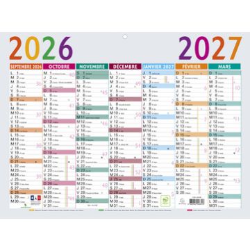 EXACOMPTA Calendrier Multicolore, 2026/2027, 430 x 335 mm
