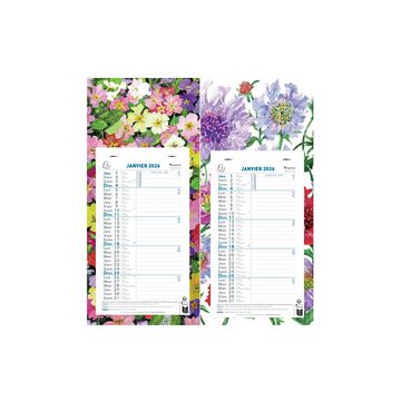 EXACOMPTA Calendrier mural, 155 x 285 mm, 2026, fond Fleurs x10