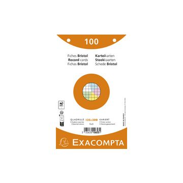 EXACOMPTA Fiches bristol, 125 x 200 mm, quadrillé, blanc EXACOMPTA Fiches bristol, 125 x 200 mm, quadrillé, blanc