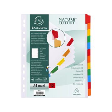 EXACOMPTA Intercalaires en carton, A4 Maxi, 12 touches x20