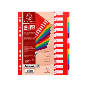 EXACOMPTA Intercalaires en plastique, uni, A4+, 12 touches EXACOMPTA Intercalaires en plastique, uni, A4+, 12 touches