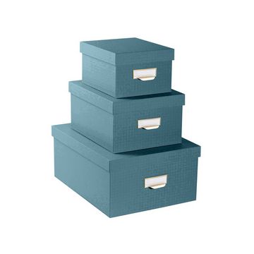 EXACOMPTA Lot de 3 boîtes gigogne Office by Me, bleu canard