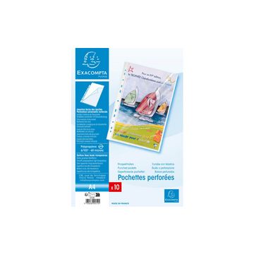 EXACOMPTA Pochette perforée, A4, PP, transparent EXACOMPTA Pochette perforée, A4, PP, transparent