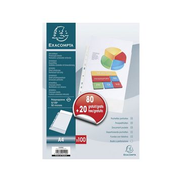 EXACOMPTA Pochette perforée, A4, pack promo 80 + 20 GRATUIT