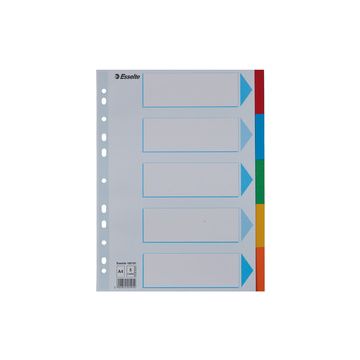 Esselte Intercalaires en carton, uni,A4,6 pièces,multicolore