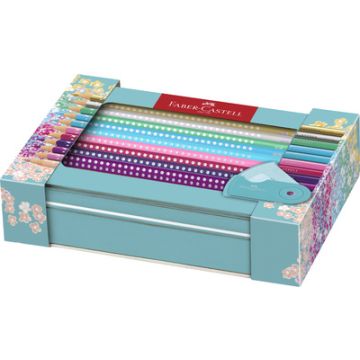 FABER-CASTELL Crayon couleur triangle GRIP SPARKLE, étui