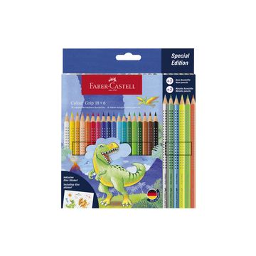 FABER-CASTELL Crayon de couleur Colour GRIP Dino, 18+6