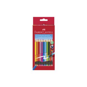 FABER-CASTELL Crayon de couleur gommable, étui carton de 12