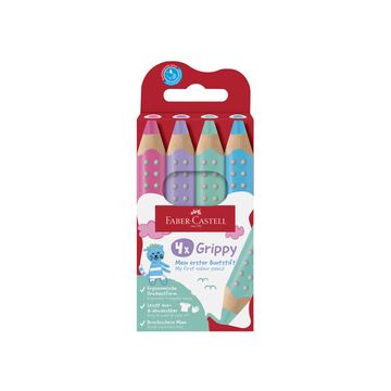 FABER-CASTELL Crayon de couleur Grippy Pastel, étui de 4