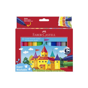 FABER-CASTELL Feutre JUMBO Superwashable, étui de 12