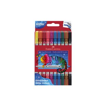 FABER-CASTELL Feutre double pointe Glitzer, boîte de 10