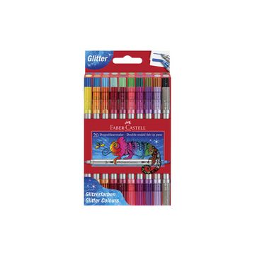 FABER-CASTELL Feutre double pointe Glitzer, boîte de 20