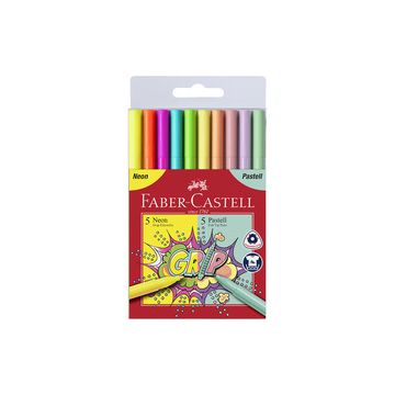 FABER-CASTELL Feutres GRIP fluo + pastel, étui de 10