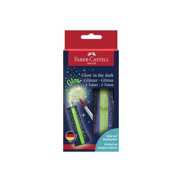 FABER-CASTELL Gel à paillettes Glow in the dark, 2 x 12 ml