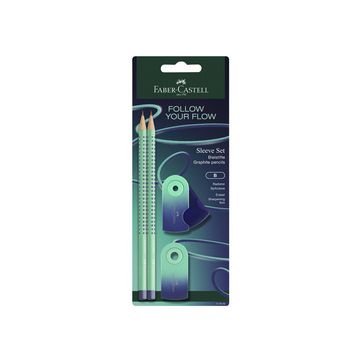 FABER-CASTELL Kit d'écriture GRIP Flow Edition, buzzing blue