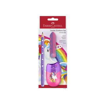 FABER-CASTELL Kit d'écriture Licorne Jumbo, 3 pièces, violet