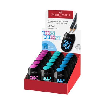 FABER-CASTELL Taille-crayon double TWO TONE, en présentoir x18