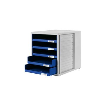 HAN Module de classement, 5 tiroirs ouverts, gris/bleu
