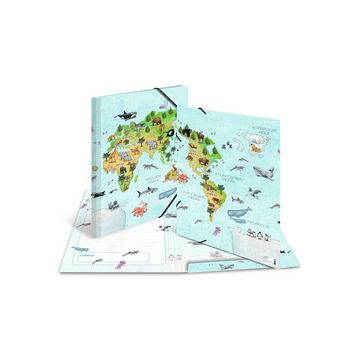 HERMA Chemise à élastiques "Mappemonde des animaux", A3 HERMA Chemise à élastiques "Mappemonde des animaux", A3