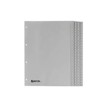 HETZEL Intercalaires en plastique, chiffres, 1-100, A4, PP HETZEL Intercalaires en plastique, chiffres, 1-100, A4, PP
