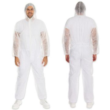 HYGONORM Combinaison PP Light avec capuche, M, blanc