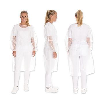 HYGOSTAR Blouse PP avec élastique aux manches, L, blanc x10