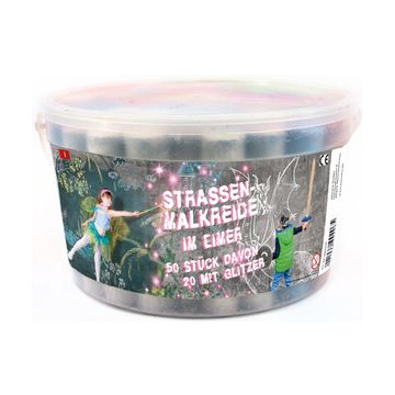 JAMASIA Craie de trottoir avec paillettes, seau de 50