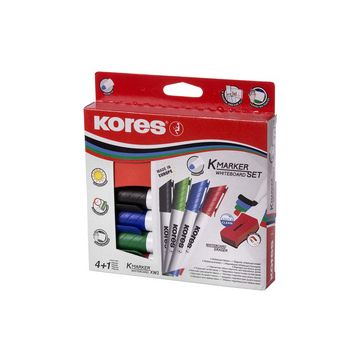Kores Kit de marqueurs pour tableau blanc, 4 marqueurs +