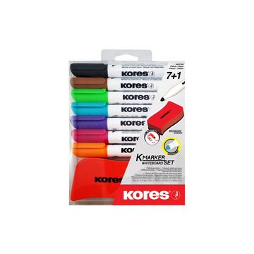 Kores Kit de marqueurs pour tableau blanc, 7 marqueurs +