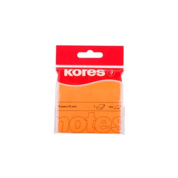Kores Note adhésive "NEON", 75 x 75 mm, uni, orange fluo