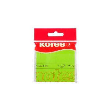 Kores Note adhésive "NEON", 75 x 75 mm, uni, vert fluo