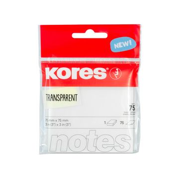 Kores Notes adhésives "TRANSPARENT", 75 x 75 mm, uni